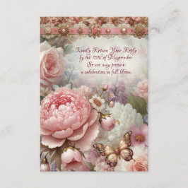 Blozend en Bloeiend Vintage Bloemen RSVP Kaart