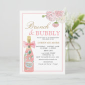 Blozend gouden bloemenkampioenenbrunch en bubbels kaart (Staand voorkant)