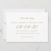 Blozend Gouden Drie Foto Collage Trouwfeest Save The Date (Achterkant)