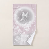 Blozend grijs witte bloemrijke fantasie bad handdoek (Handdoek)