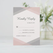 Blozend grijze geometrische elegante moderne trouw kaart (Staand voorkant)