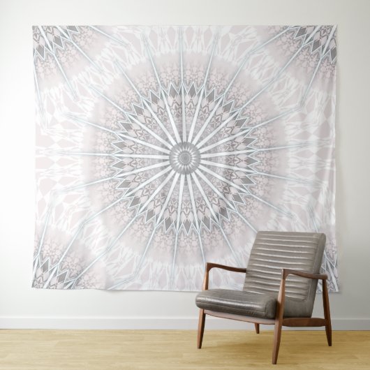 Blozend grijze neutrale boheemse mandala wandkleed (In Situ (horizontaal))
