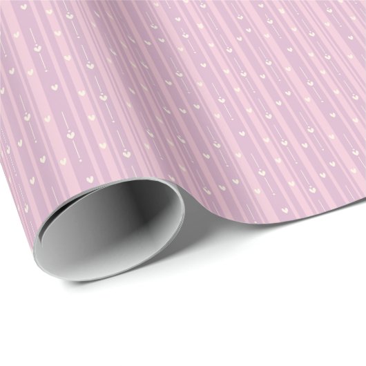 Blozend Hart Strepenpatroon Cadeaupapier (Rol Hoek)