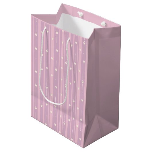 Blozend Hart Strepenpatroon Medium Cadeauzakje (Voorkant Gekanteld)