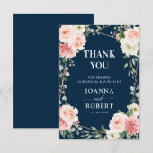 Blozend Marine Bloemig Goud Geometrisch Botanisch Bedankkaart (Voorkant / Achterkant)