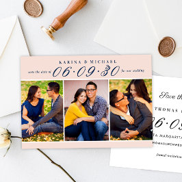 Blozend Marine Drie Foto Collage Trouwfeest Save The Date