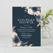 Blozend & Marine Elegante Moderne Couples Bruiloft Kaart (Staand voorkant)