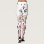 Blozend Navy Blauwe Zachte Pastel Roze Bloem Leggings (Achterkant)
