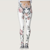 Blozend Navy Blauwe Zachte Pastel Roze Bloem Leggings (Voorkant)