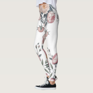 Blozend Navy Blauwe Zachte Pastel Roze Bloem Leggings