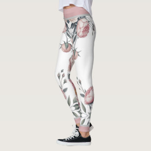 Blozend Navy Blauwe Zachte Pastel Roze Bloem Leggings