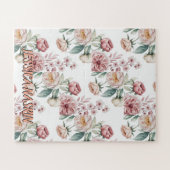 Blozend Navy Blauwe Zachte Pastel Roze Bloem Legpuzzel (Horizontaal)