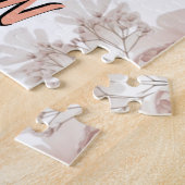 Blozend Navy Blauwe Zachte Pastel Roze Bloem Legpuzzel (Zijkant)