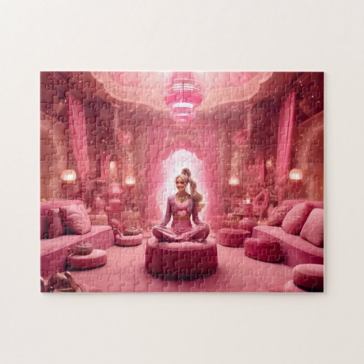 Blozend Paleis van de Roze Geest Meditatie Legpuzzel (Horizontaal)