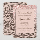Blozend Perzik Chocolade Bruine Zebra Glitzy Glitt Kaart (Voorkant / Achterkant)