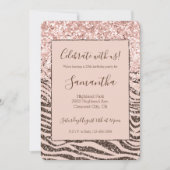 Blozend Perzik Chocolade Bruine Zebra Glitzy Glitt Kaart (Voorkant)