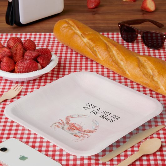 Blozend Rode Oceaan Krab Papieren Bordje (Picknick)