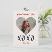 Blozend Rood Kwaststreek XOXO Valentijn Foto Liefd Feestdagenkaart (Staand voorkant)