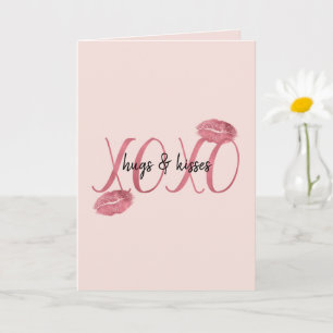 Blozend Rood Roze XOXO Lippen Kusjes Kaart