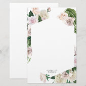 blozend roos bloemen Monogram briefpapier (Voorkant / Achterkant)