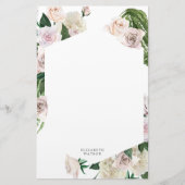 blozend roos bloemen Monogram briefpapier (Voorkant)