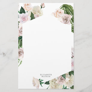 blozend roos bloemen Monogram briefpapier