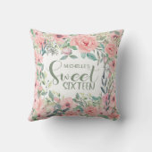 Blozend Roze Aquarel Bloem Sweet 16 Kussen (Achterkant)