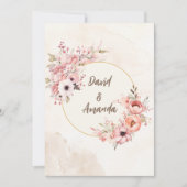 Blozend Roze Aquarel Bloemige Bruiloft Kaart (Voorkant)