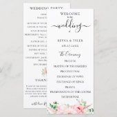 Blozend Roze Aquarel Bloemige Bruiloft Programmakaart (Voorkant / Achterkant)