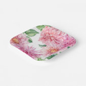 Blozend Roze Aquarel Dahlia Bloemmotief Papieren Bordje (Gebogen)