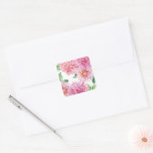Blozend Roze Aquarel Dahlia Bloemmotief Vierkante Sticker (Envelop)