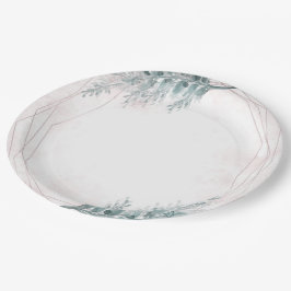 Blozend Roze Aquarel Geometrische Botanische Bruil Papieren Bordje