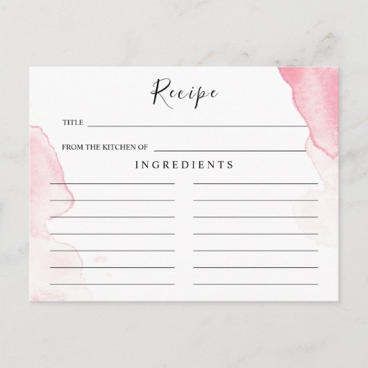 Blozend Roze, Aquarel Huwelijksreceptkaart Briefkaart (Voorkant)