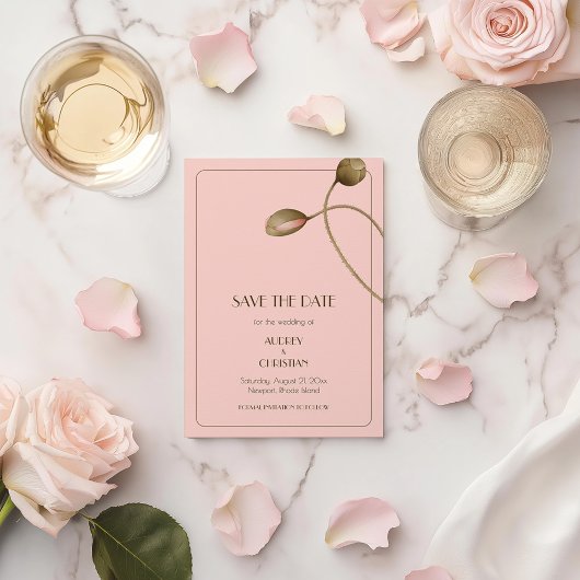 Blozend Roze Aquarel Klaproos Bruiloft Save The Date