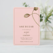 Blozend Roze Aquarel Klaproos Bruiloft Save The Date (Staand voorkant)