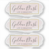 Blozend Roze Aquarel & Modern Goud 3-delig Logo Sticker (Voorkant)