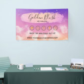 Blozend Roze Aquarel & Moderne Gouden Geometrische Spandoek (Beurs)