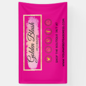 Blozend Roze Aquarel & Moderne Gouden Geometrische Spandoek (Verticaal)