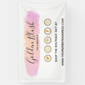 Blozend Roze Aquarel & Moderne Gouden Geometrische Spandoek (Verticaal)