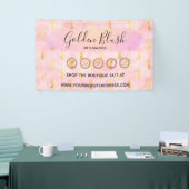 Blozend Roze Aquarel & Moderne Gouden Geometrische Spandoek (Beurs)