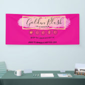 Blozend Roze Aquarel & Moderne Gouden Geometrische Spandoek (Beurs)