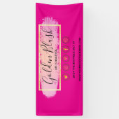 Blozend Roze Aquarel & Moderne Gouden Geometrische Spandoek (Verticaal)