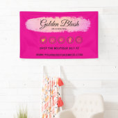 Blozend Roze Aquarel & Moderne Gouden Geometrische Spandoek (Insitu)