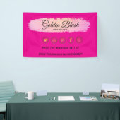 Blozend Roze Aquarel & Moderne Gouden Geometrische Spandoek (Beurs)