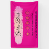 Blozend Roze Aquarel & Moderne Gouden Geometrische Spandoek (Verticaal)