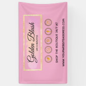 Blozend Roze Aquarel & Moderne Gouden Geometrische Spandoek (Verticaal)