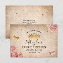 Blozend Roze Aquarel Roos Gouden Elegante Save The