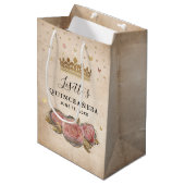 Blozend Roze Aquarel Rozen Goud Quinceanera Medium Cadeauzakje (Voorkant Gekanteld)