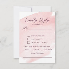 Blozend Roze Aquarel Trouw-Huwelijksbevestiging RSVP Kaartje