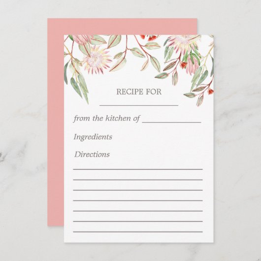 Blozend Roze Australische Bloemen Receptkaart Informatiekaartje (Voorkant / Achterkant)